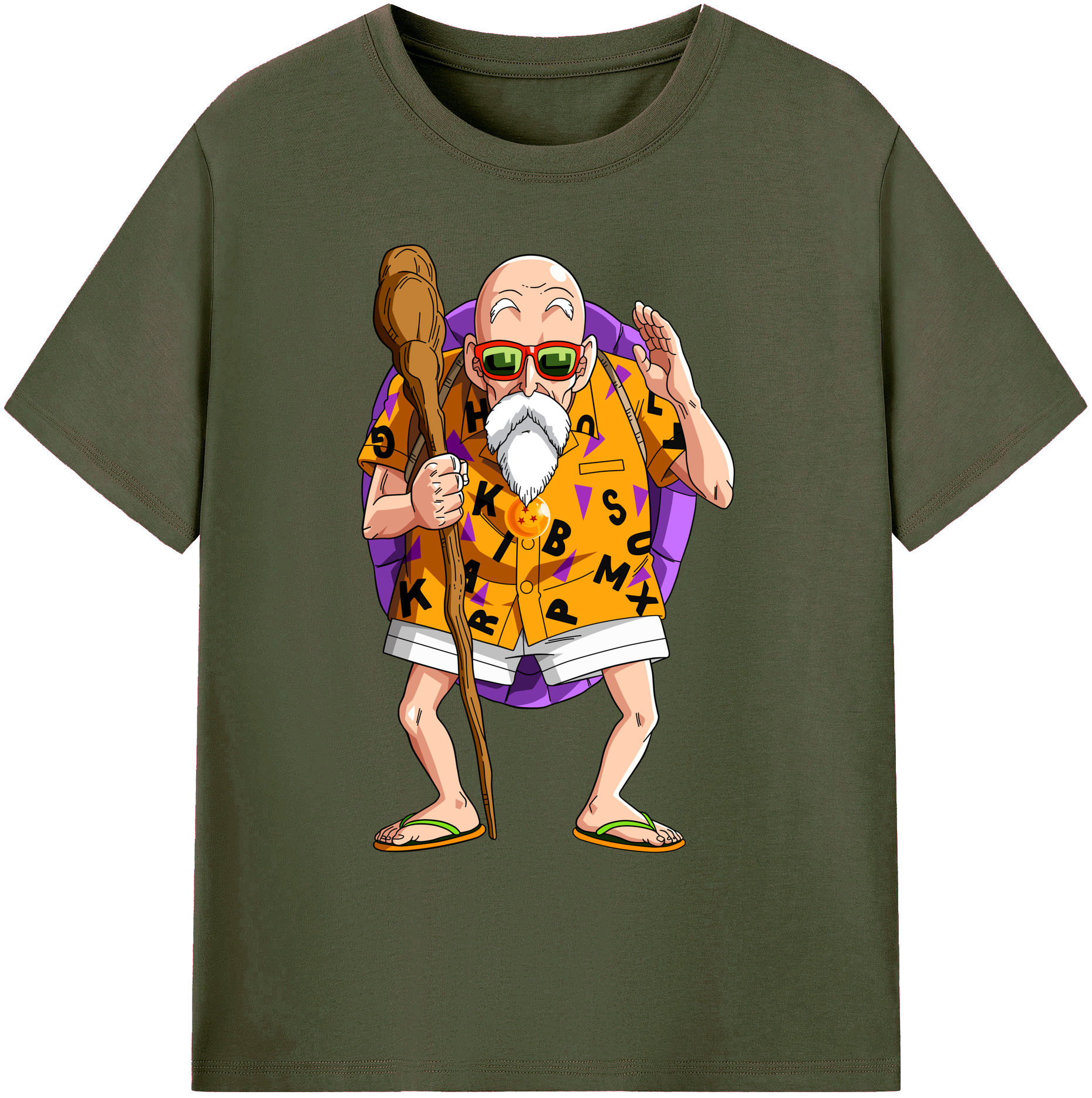 （画像用） ドラゴンボール 亀仙人（かめせんにん） DRAGON BALL Master Roshi Kame Sennin 綿100％ メンズ半袖Tシャツ｜肌触りやわらか＆通気性